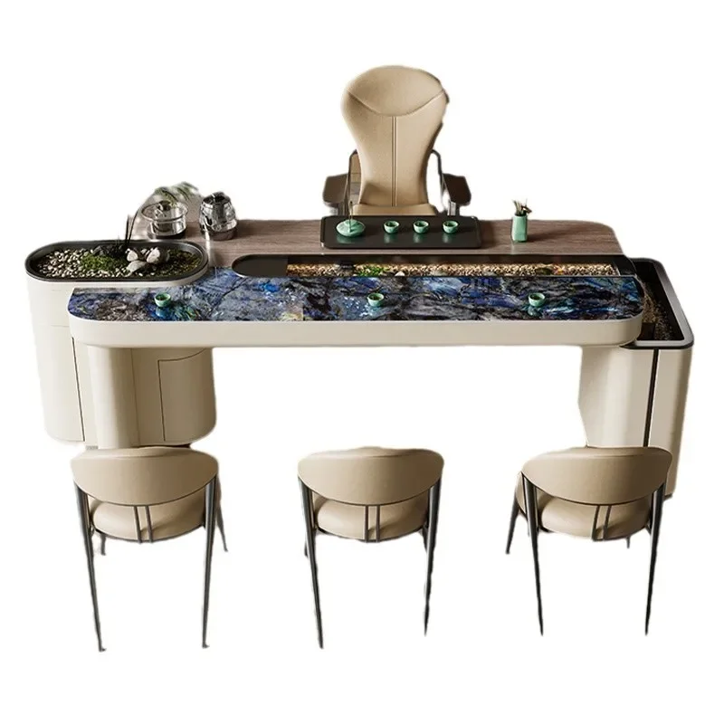 tea making integrated household high end board running water tea table and chair combination