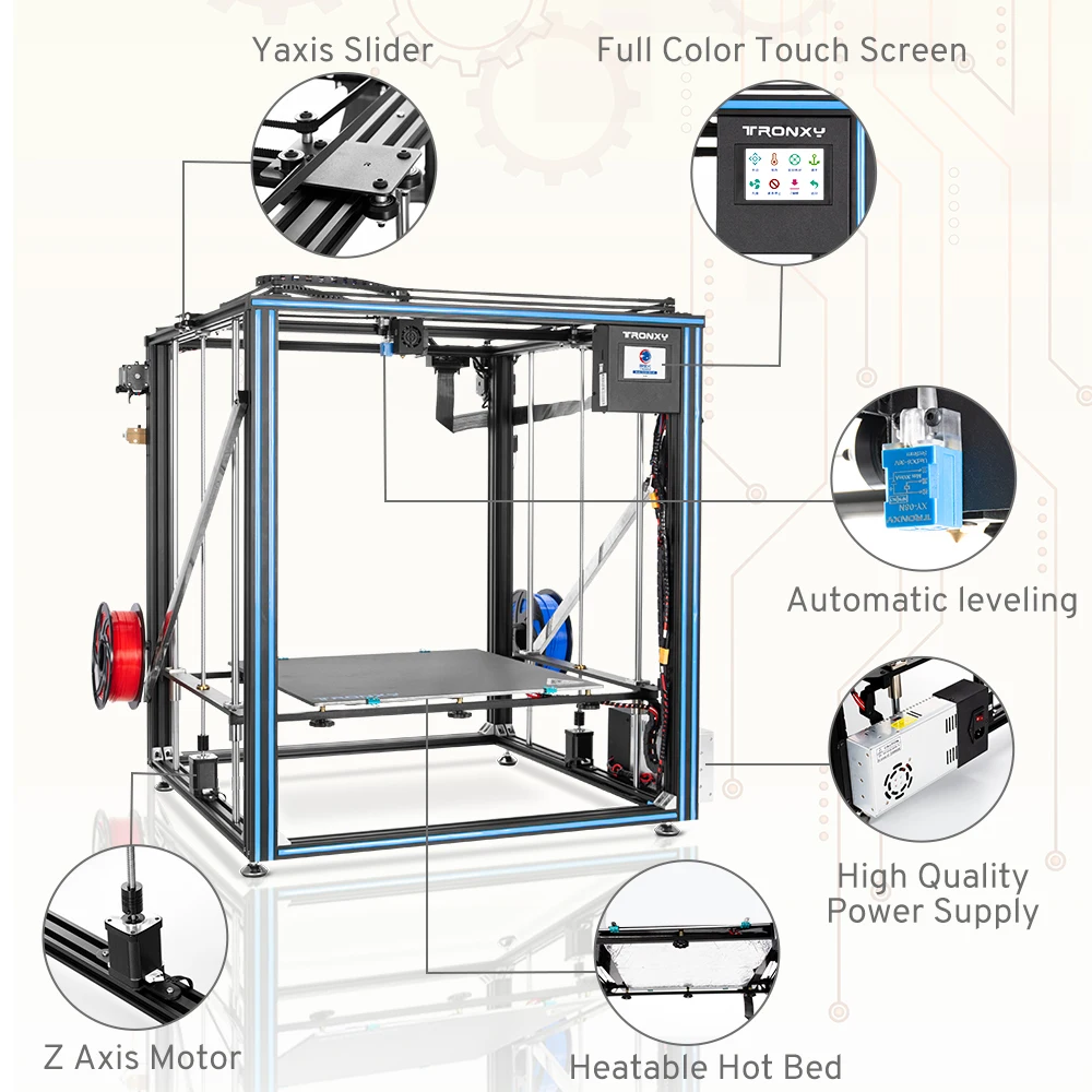 Imagem -03 - Tronxy X5sa 5002e Fdm Kit de Impressora 3d 500*500*600 mm Tamanho de Impressão Grande Impressora 3d de Alta Precisão em Impressora 3d de Nivelamento Automático