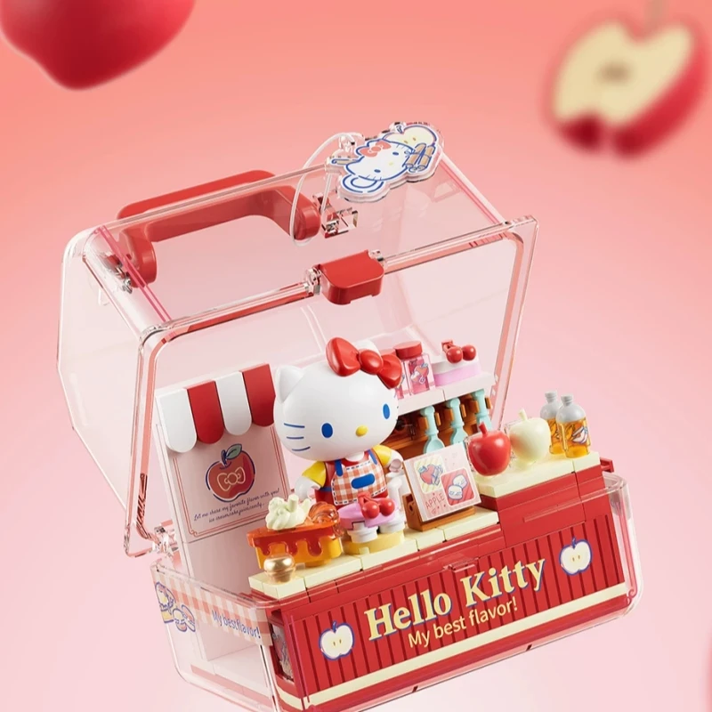 AREAX Sanrio Building Blocks Fruit Flavored Store Manager Toys Hello Kitty Cinnamoroll Kuromi Assembly Model Ornament Gift