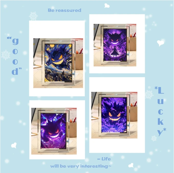 

Pokemon Poster Acrylic Display Card Brick Photo Frame High Transparency Dim Smile Gengar Including Photo