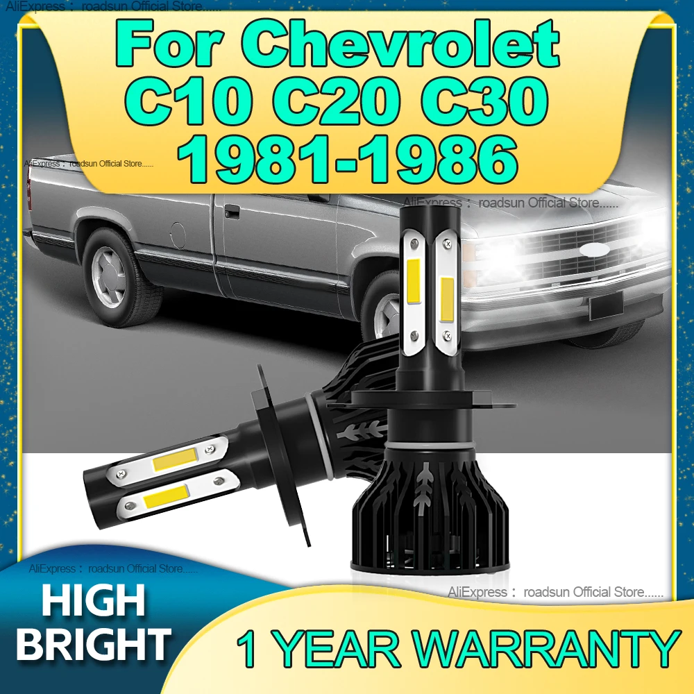 

LED Canbus Car Headlight Bulb 30000LM H4 4Side Chip 6000K Lamp For Chevrolet C10 C20 C30 1981 1982 1983 1984 1985 1986