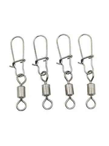 50pcs/lot Fishing Connector  2# 4# 6# 8# 10# Pin Bearing Rolling Swivel Stainless Steel With Snap Fishhook Lure Tackle