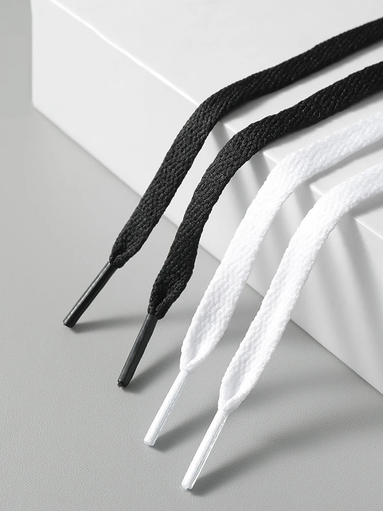 AF1 Metallschnallen-Schnürsenkel, klassische schwarze und weiße flache Schnürsenkel und Schuhdekoration, passend für Sneaker, Schuhzubehör, 4 Stück. – Detail 3