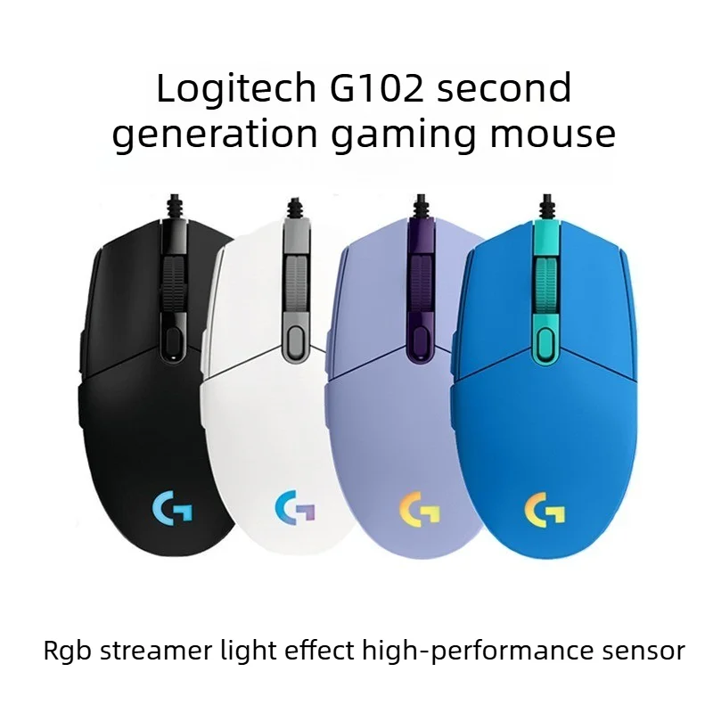 Logitech G102  Wired Gaming Mouse 8000DPI RGB Backlit 6 Programmable Buttons Optical Mouse For PC Laptop Gamer Original Box