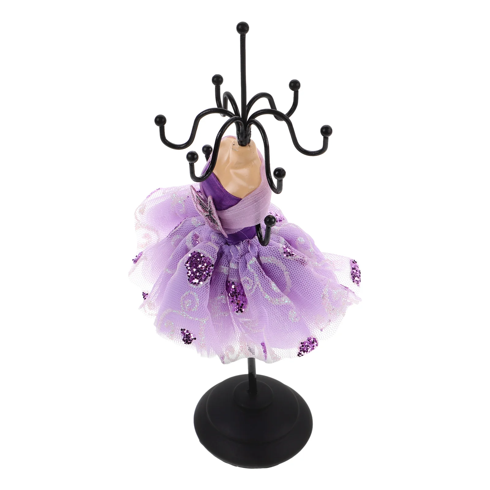 

Multifunctional Iron Display Princess Mannequin Dress Necklace Holder For Earrings Space Saving European Style Butterfly Base