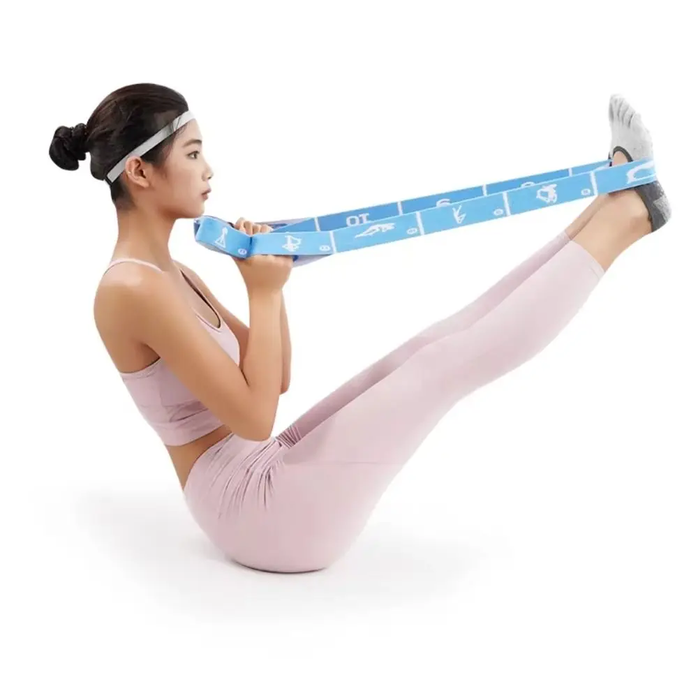 Nylon Yoga Pilates Resistance Band Stretch Strap Segmented Markings Yoga Strap Elastic Band 8/10/12 Grids Gym Equipment