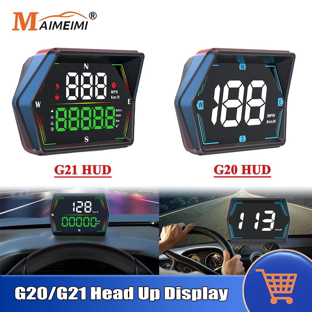 G20 G21 Head Up Display Universal Car LED Digital Speedometer MPH KM/H Head-Up Display Odometer Overspeed Alarm GPS HUD Gauge