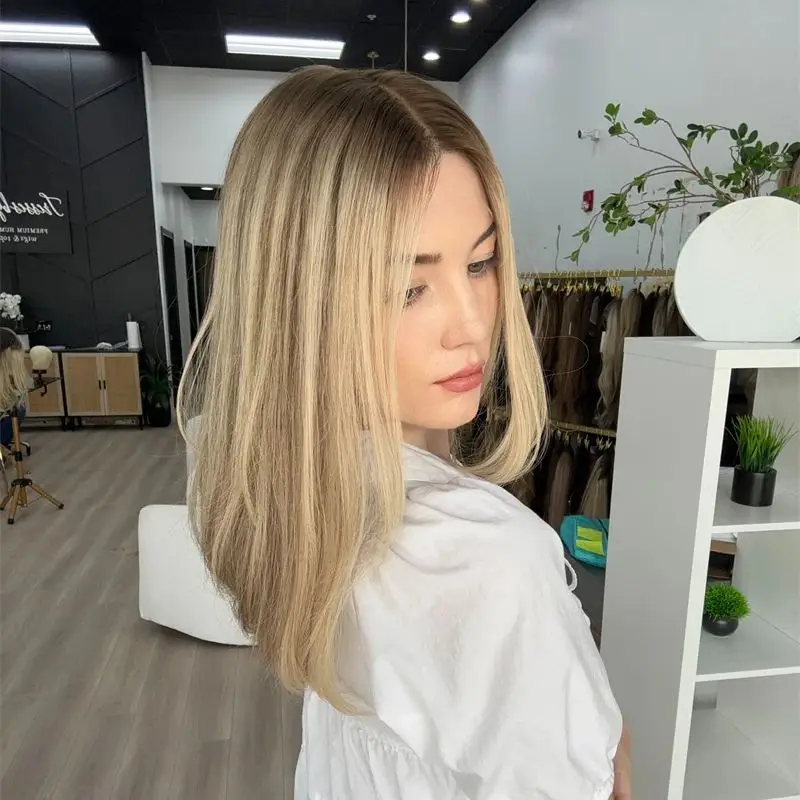 

Модный прямой боб, большой маленький размер, парики спереди, пепельно-русый мелирование, синтетический парик шнурка, натуральная предварительно выщипанная линия волос