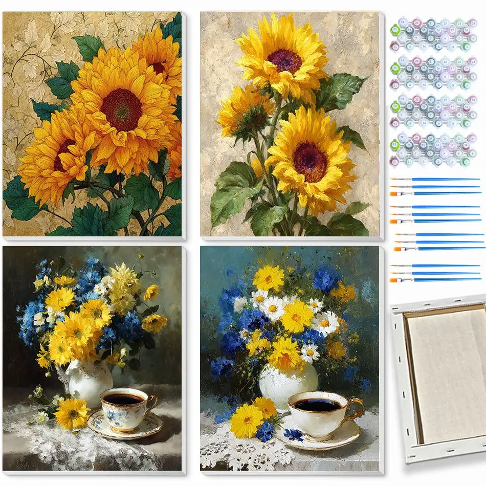 CHENISTORY Flower Painting By Numbers Unique Gift Picture With Numbers Flower Paint For Painting Adults Crafts Paint With