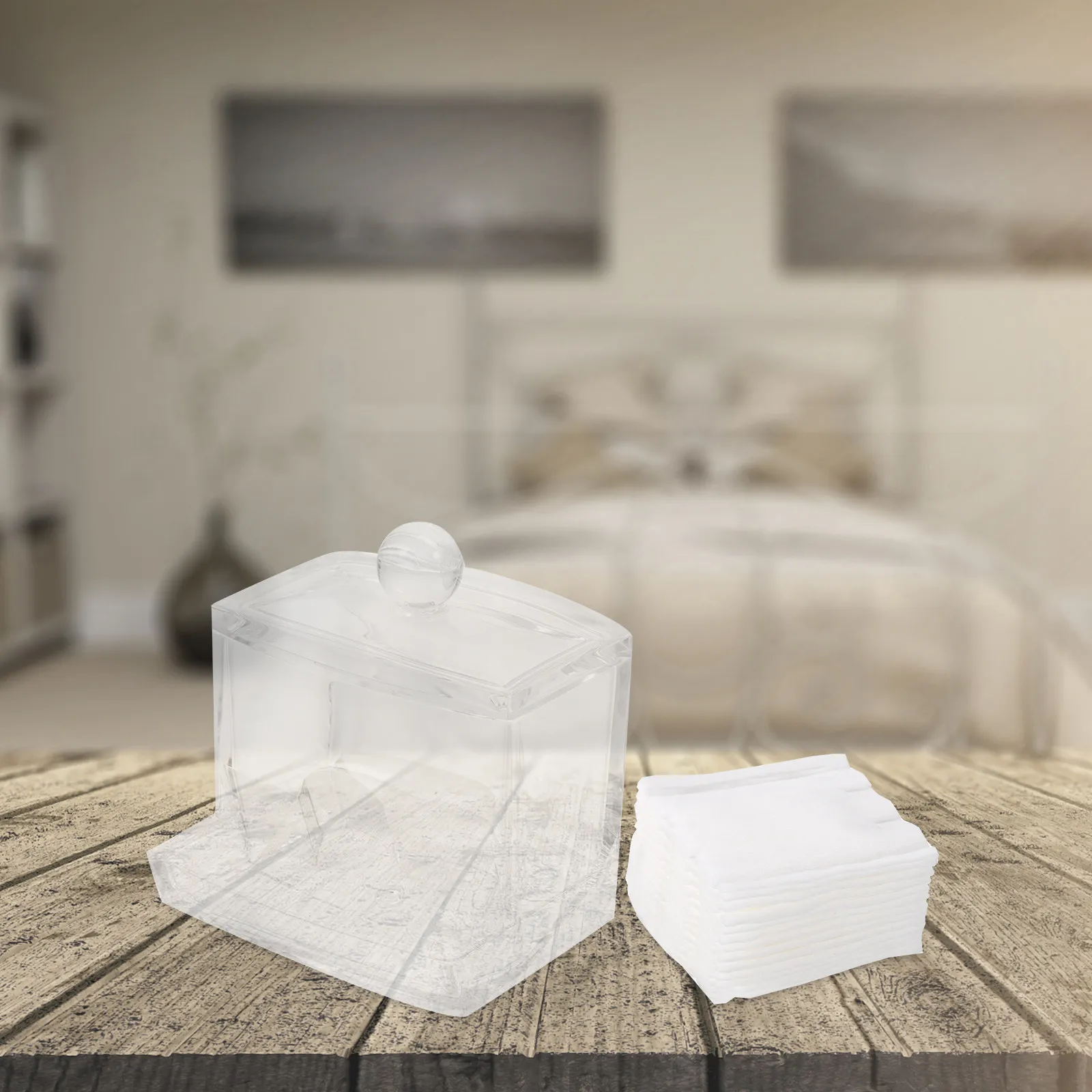 

Набор из 2-х акриловых органайзеров для косметики и ватных палочек с крышкой, прозрачные, экономящие место, для рабочего стола