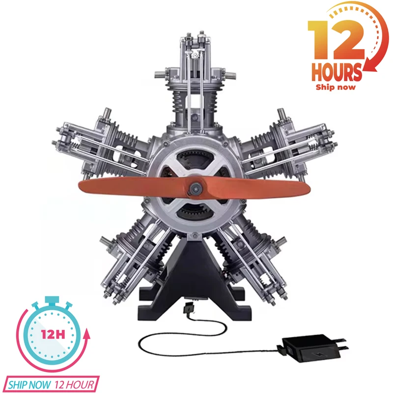 Classic Aero Engine 1:6 Five-cylinder Radial Engine Simulation Metal Mechanical Manual Assembly Kit Aero Engine Model