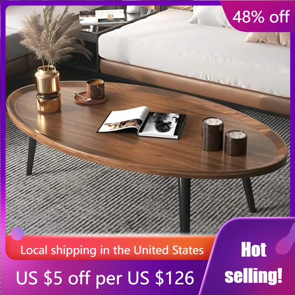 CoffeTables Living Room Table Wooden Coffee Table Furniture Home Furnitures Mesas Round Luxury Design Serving Walnut Modern Cafe