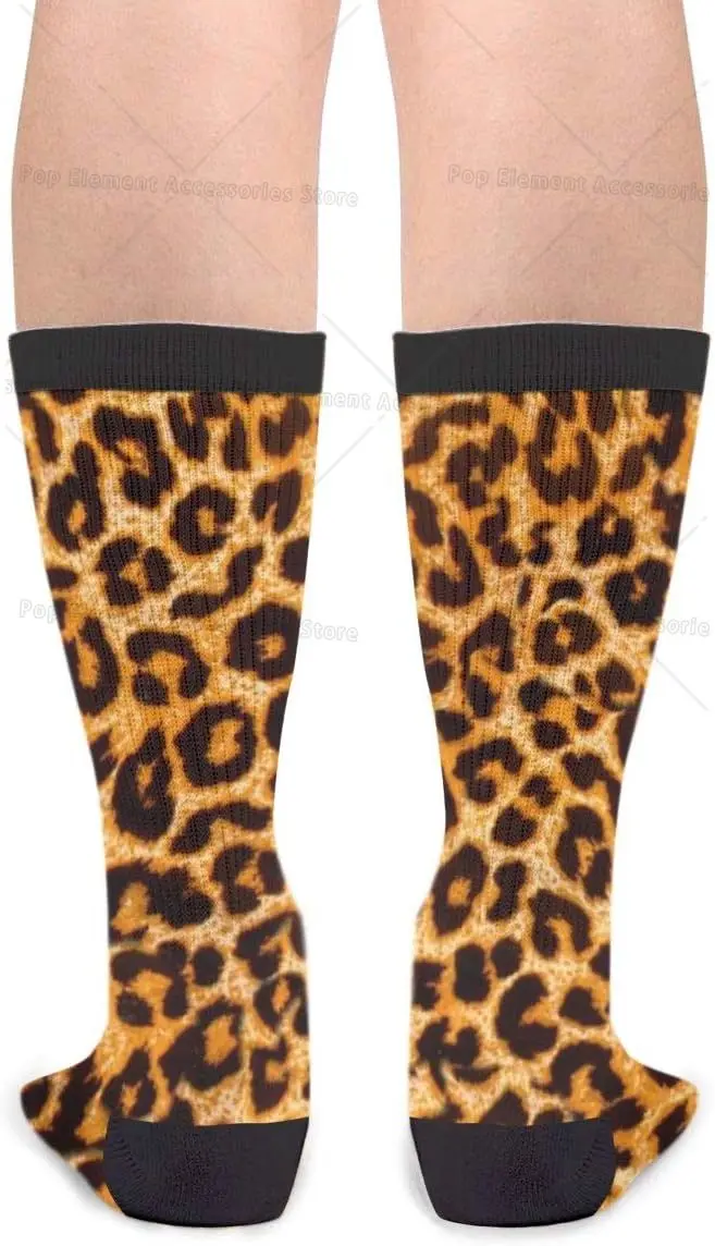 Cheetah Leopard Cool Socks Men's Women's Crew Socks Funny Crazy Novelty Socks