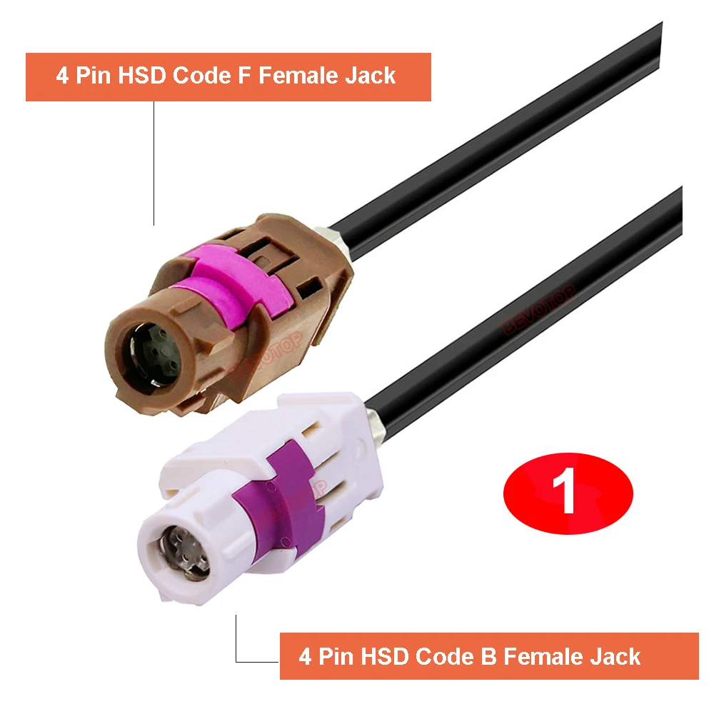 1PCS Car Video Line 4Pin HSD LVDS Camera Wire Harness White B to Brown F Coding 4-Core 535 Cable