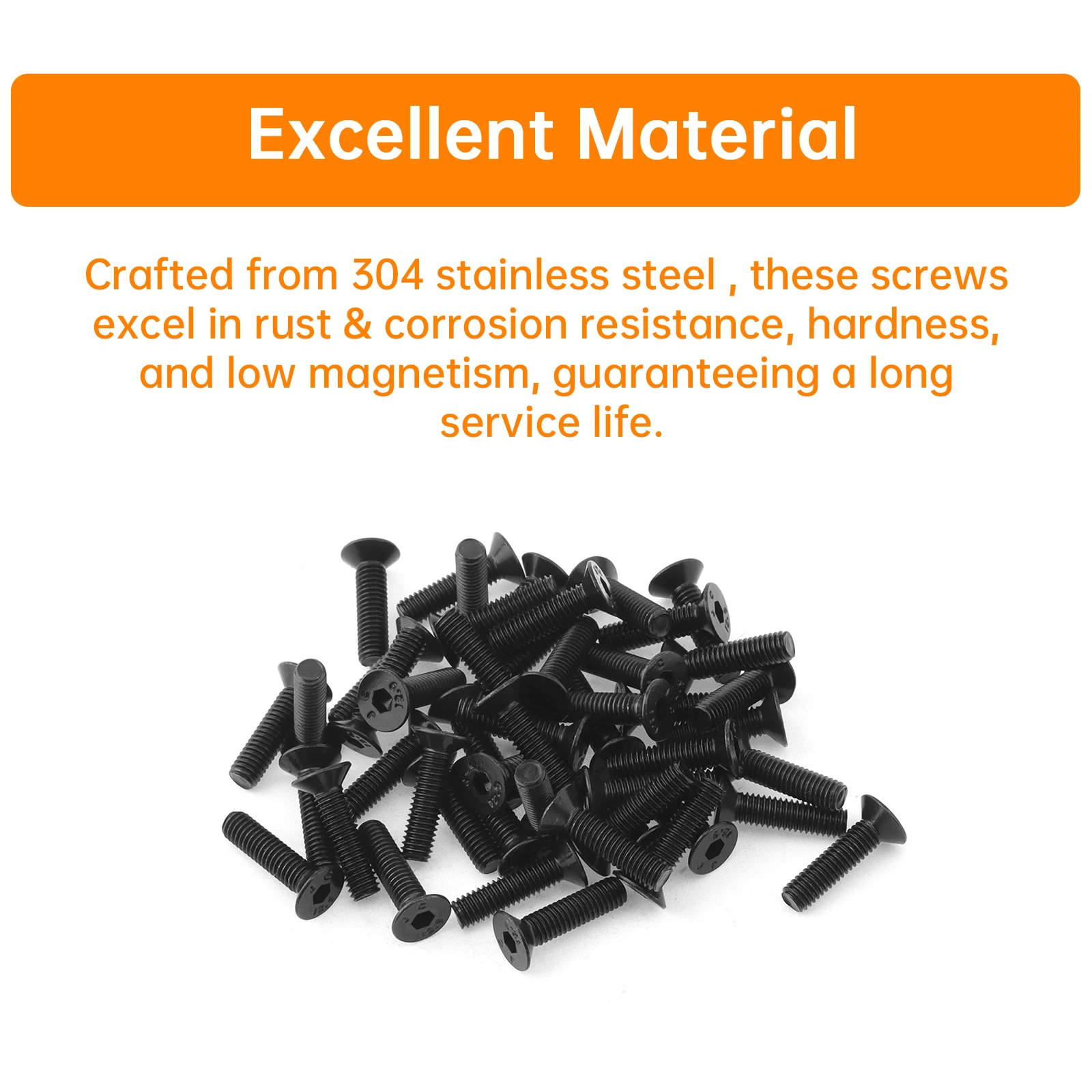 720 pcs M3-0.5 x 4/6/8/10/12 mm Black Zinc Plated Hex Socket Button & Flat Head Bolts, Nuts, Washers Kit with Hex Wrench