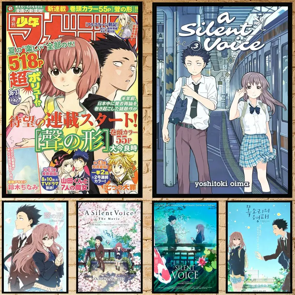 anime A Silent Voice Poster Poster HD Waterproof Self-adhesive Art Print Wall Decor for Bedroom Living Room Gift