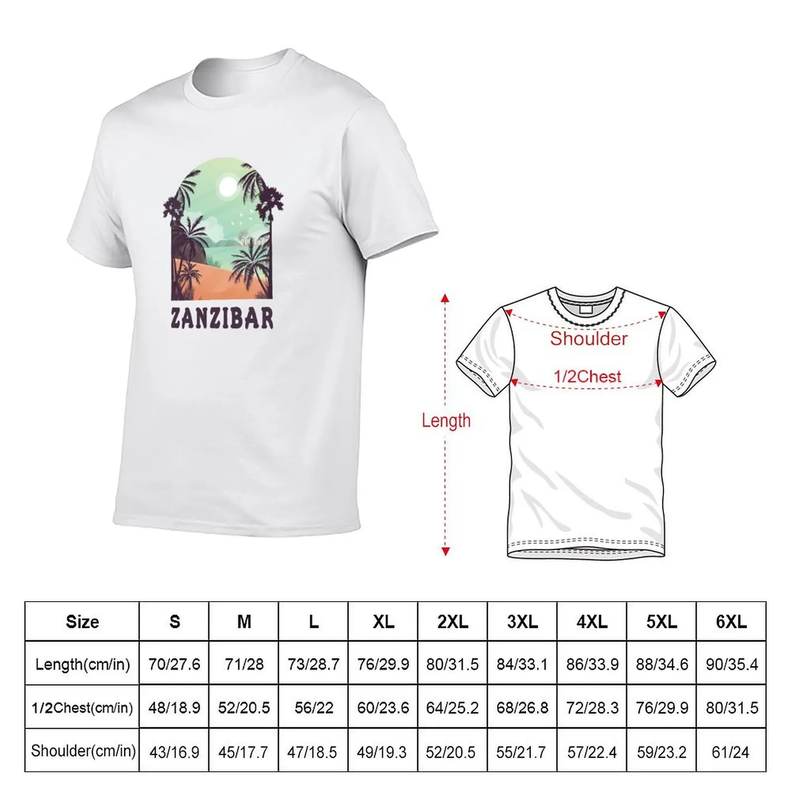 Zanzibar design avec mer et palmiers T-Shirt t-shirts pour homme pack coton T-Shirt