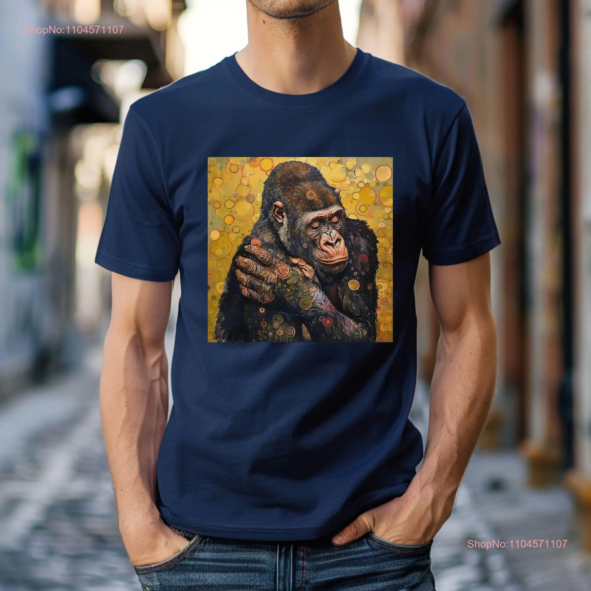 

Gorilla Primeval Elegance T Shirt Animal Art Painting Design Wild Casual Idea long or short sleeves