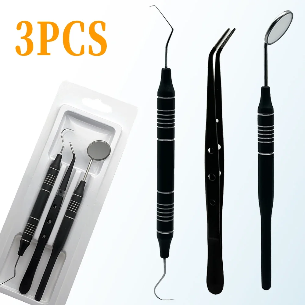 

3PCS/Set Dental Mouth Mirror Tweezers Curve Probe 3Pcs/Set Dentist Instrument Teeth Care Cleaning Dental Tools