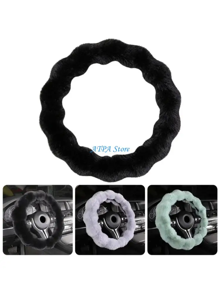U13C Premium Plush Steering Wheel Cover For Winter Warmth Comfort And Anti Slip Grips Universal 38cm Diameter