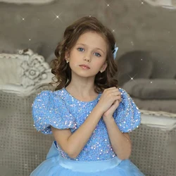 Young Girls Sequin Birthday Tutu Dresses Kids Christening Carnival Party Dress Girl Summer Princess Gown Children Fashion Wear