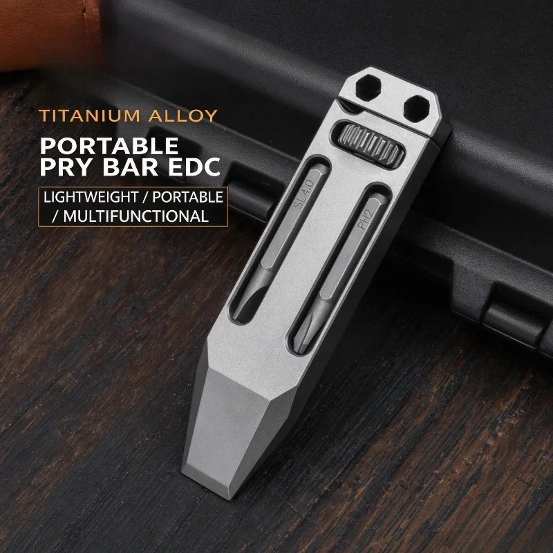 Titanium Adjustable Wrench Multifunctional EDC Keychain, Portable Pocket Gadget with Screwdriver, Outdoor Carry Tool Pendant