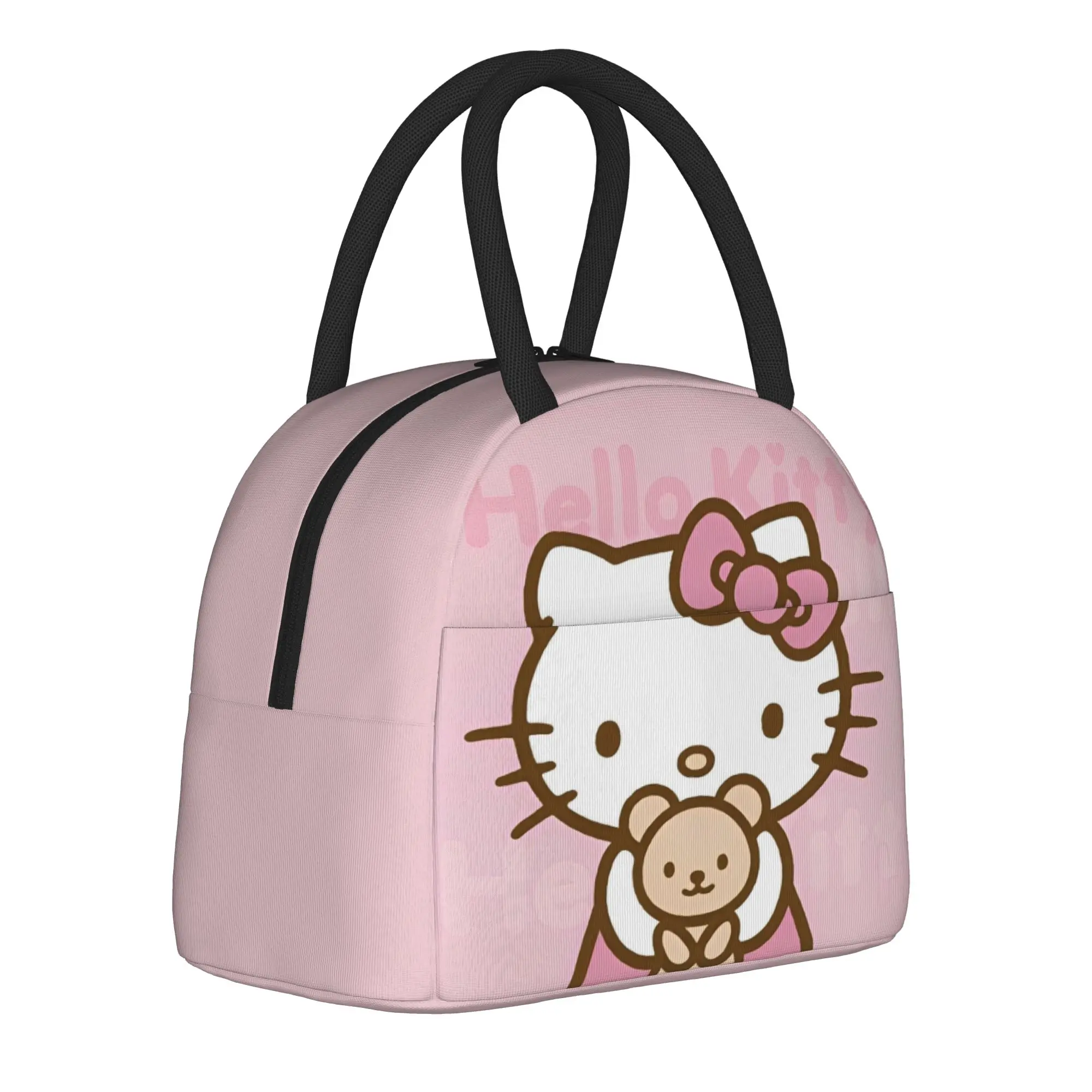 Isolierte Lunchtaschen mit Hello Kitty-Motiv, groß, Kawaii-Cartoon, wiederverwendbare Thermotasche, Tragetasche, Lunchbox, Büro, Picknick, für Männer und Frauen