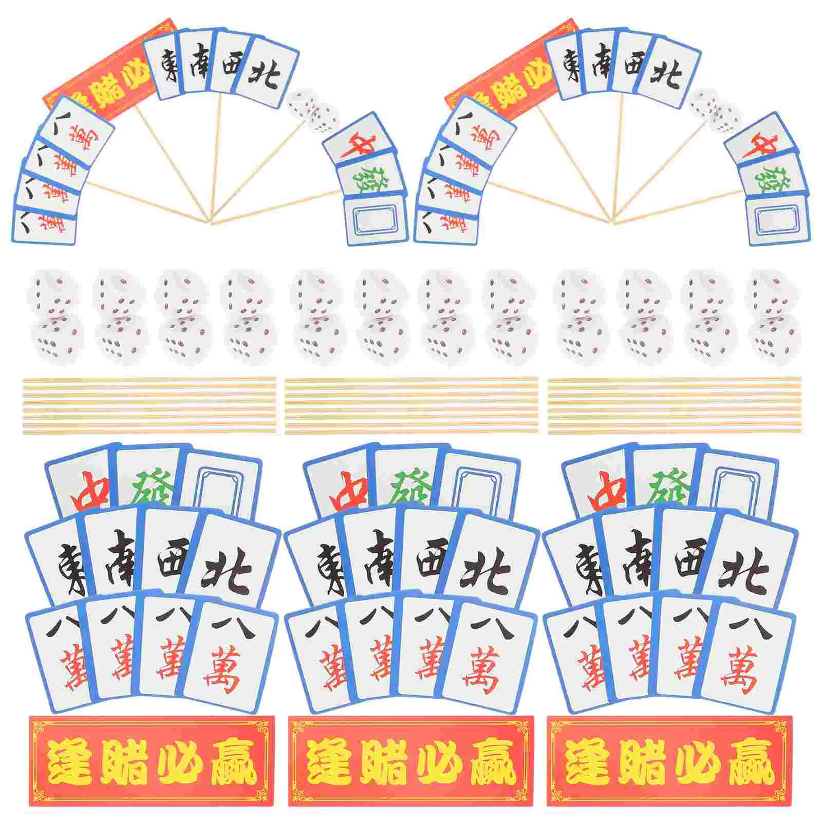 

Favors Mahjong Cake Card Decorations Theme Picks Paper Decorative Cupcake Toppers Baby