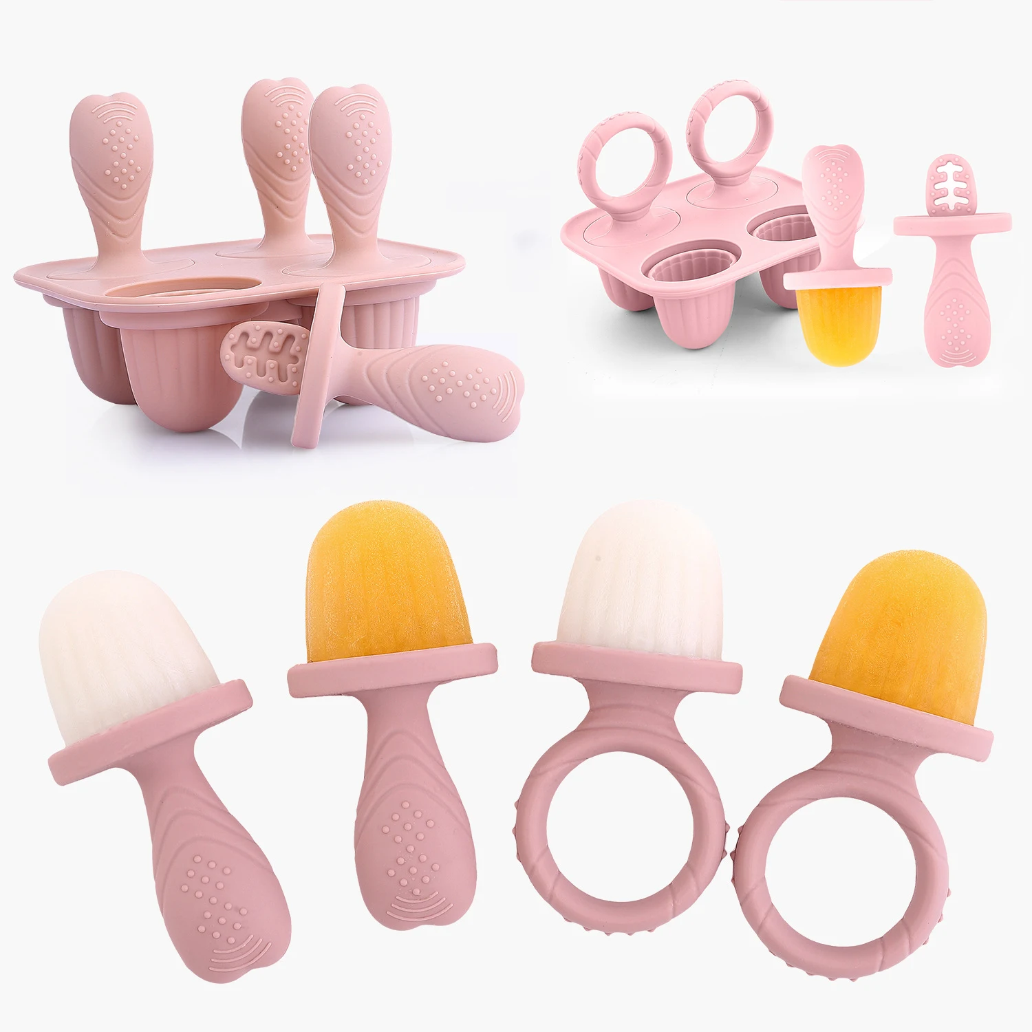 Baby Silicone Mold Set,Teething Teether,Perfect for Freezing Breast Milk, Formula & Smoothies - Essential Baby Feeding Accessory