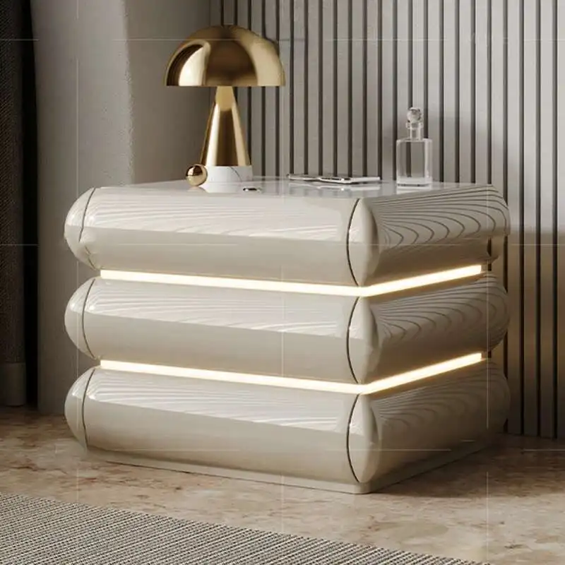 

Complete Small Bedside Tables Smart Drawers Wooden Storage Bedside Tables Modern Dresser Mesita De Noche Furniture for Room GG