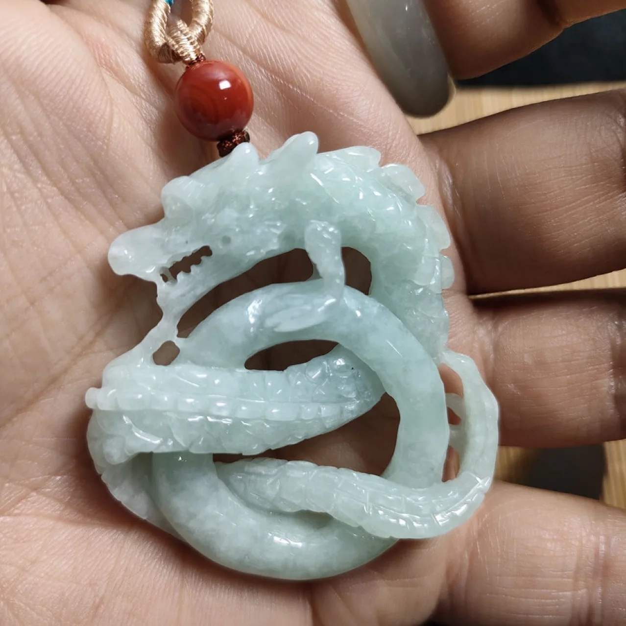 Myanmar Jadeite Dragon Pendant Necklace Designer Vintage Stone Fashion Accessories Carved Amulet Real Jewelry Burmese Jade