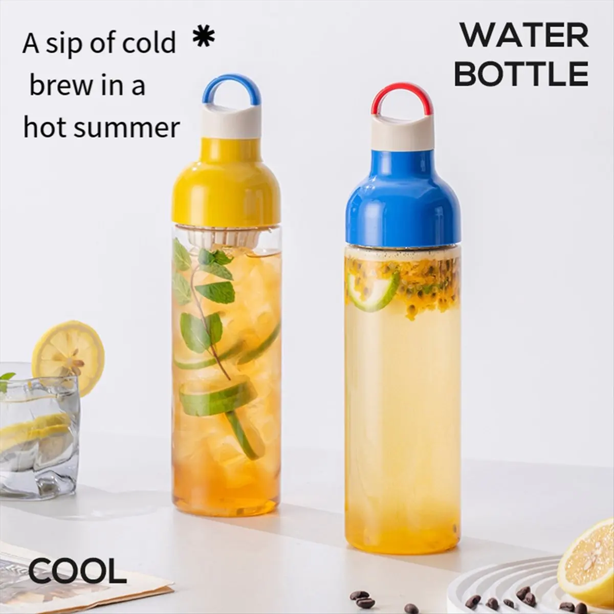 N14R Top Coffee Cold Brew Pot Household Cold Brew Fruit Tea Pot Does Not Leak Tea Accompanying Ice Brew Pot Cold Brew Cup Blue