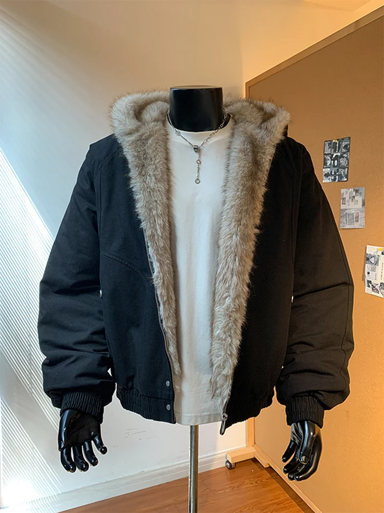 معطف رجالي من Cleanfit بغطاء للرأس من القطن مع ياقة من الفرو ملابس خارجية غير رسمية شتوية دافئة ملابس خارجية كلاسيكية أمريكية #1