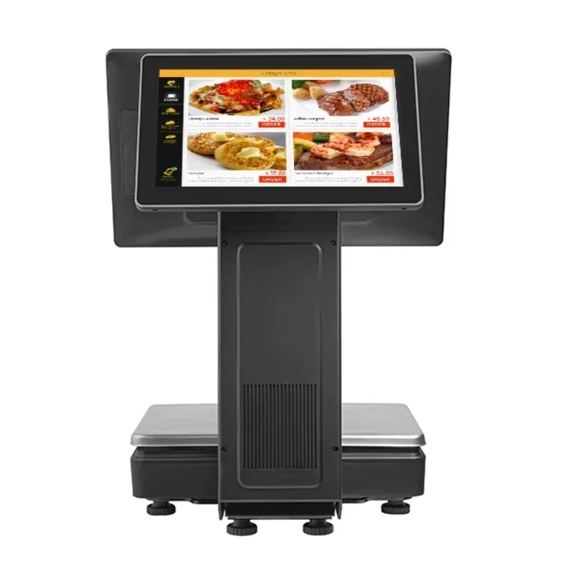 All-in-one POS weegschaal kassa-apparaat met dubbele touchscreen elektrische weegschaal Windows/Android OS 15-30kg capaciteit voor
