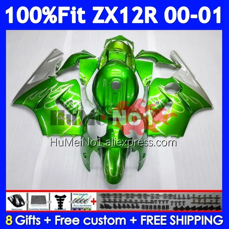 OEM Body For KAWASAKI NINJA ZX-12R ZX 12R 12 R Light Green 1200 225No.21 ZX1200 1200CC ZX12R 00 01 2000 2001 Injection Fairing