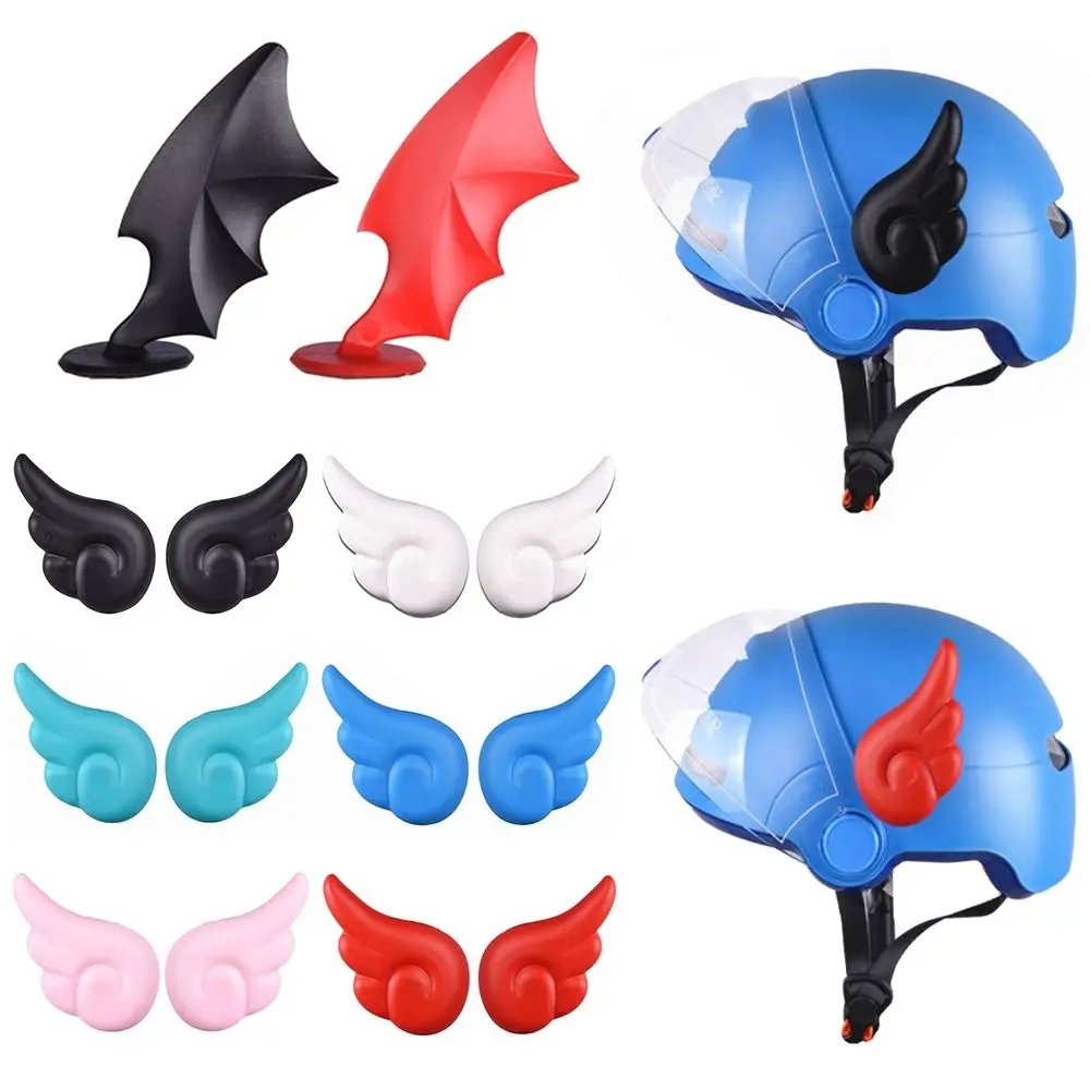 2PCS Multicolor Bicycle Scooter Removable Helmet Decoration Angel Devil Wings Stickers Motorcycle Motorbike Easy to Install