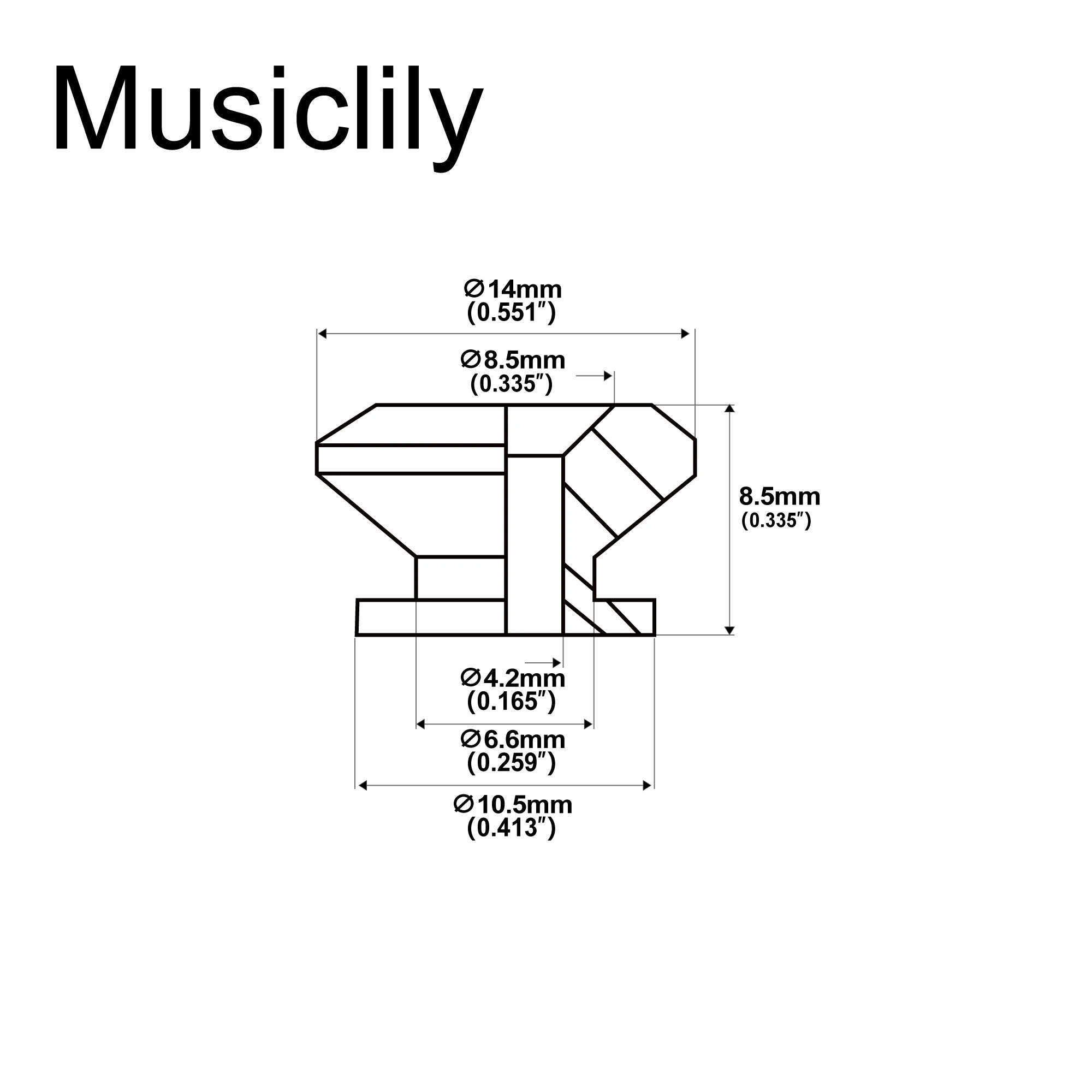 Musiclily Pro 14mm Steel G-type Strap Button End Pins for Acoustic Electric Guitar Bass (Set of 2)