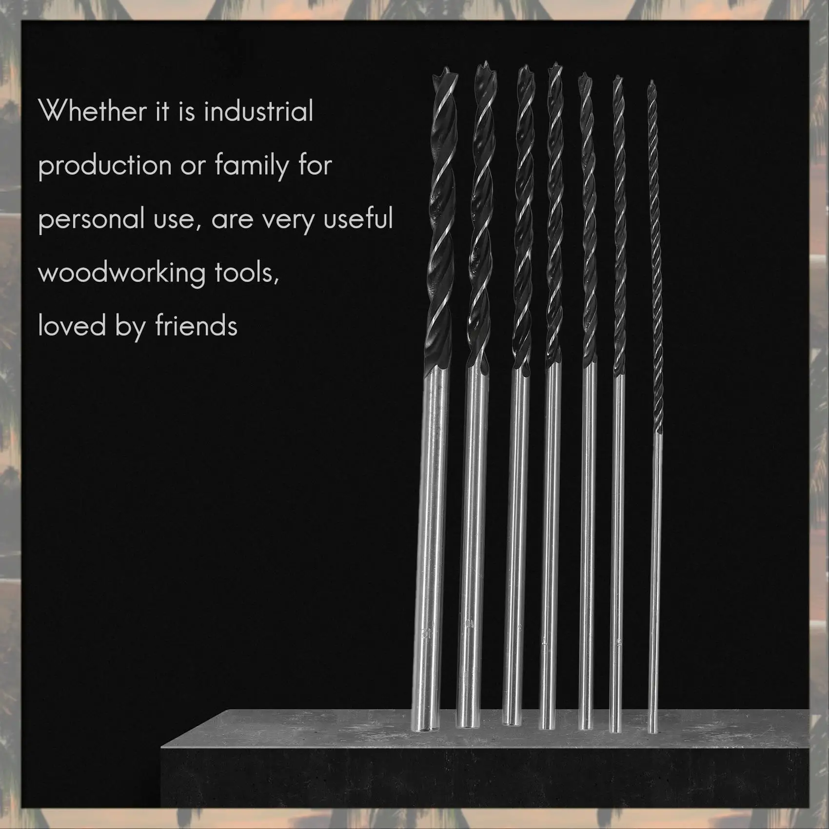 

A70U New 7Pc X Long Wood Drill Bit Set 4Mm 5Mm 6Mm 7Mm 8Mm 10Mm 12Mm X 300Mm Brad Point