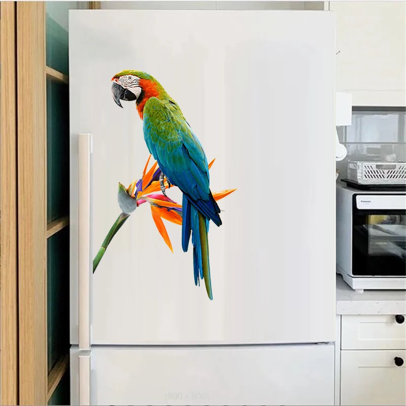 T321#  Hand painted Parrot Wall Sticker Bathroom Toilet Decor Living Room Cabinet Refrigerator Home Decals