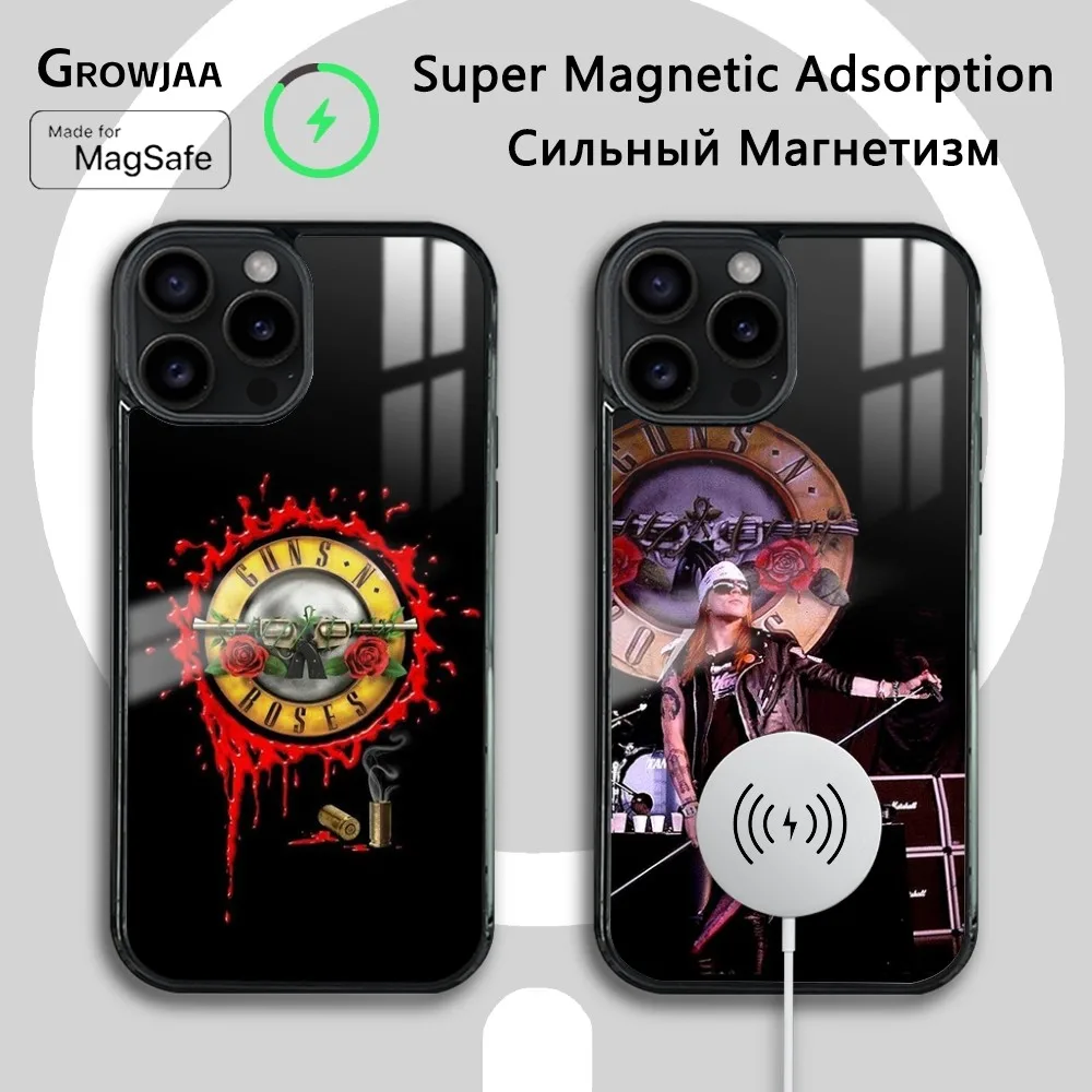 G-Guns N Roses Good Time Phone Case For iPhone 16 15 14 13 12 11 Pro Max Plus Mini Magsafe Mirror Wireless Magnetic Cover