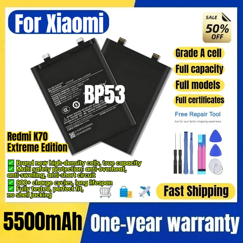 BP53 for Xiaomi Redmi K70 Extreme Edition Phone Battery 0Cycle High Capacity Battery Replacement Bateria Grade A Cell with Tools