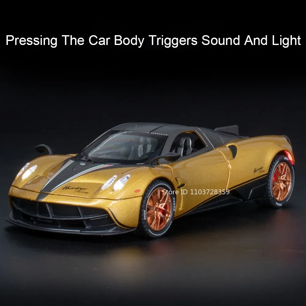 1:22 Pagani Huayra Dinastia Modello di auto sportiva Giocattoli Pressofuso in lega V12 GT Supercar Suono Luce Porte aperte Tirare indietro Ragazzi Regali