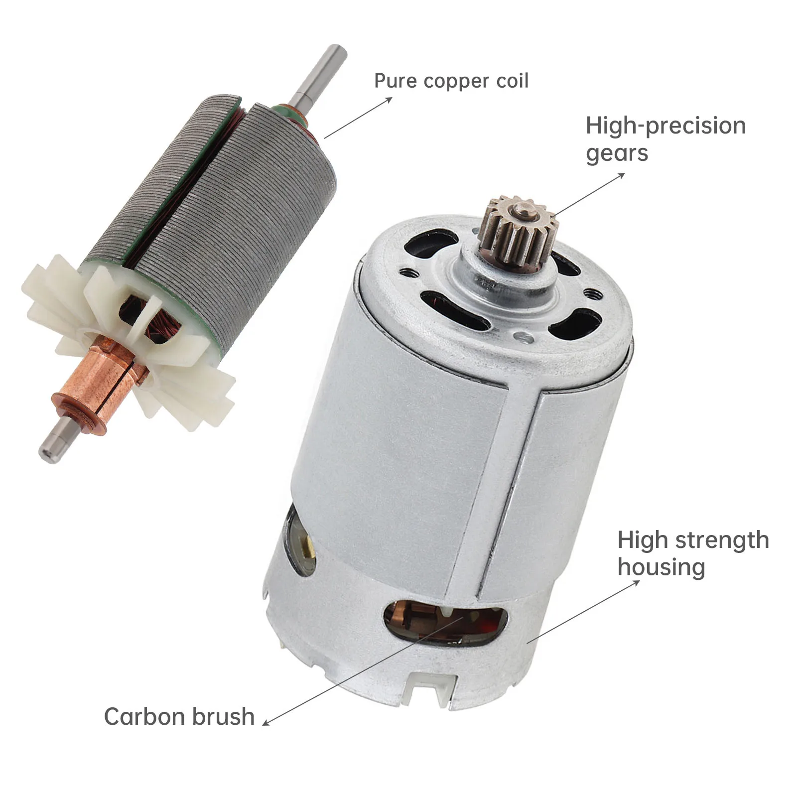 RS550 DC Motor 10.8V/12V/16.8V/18V/21V Micro Electric Screwdriver Motors with 9/11/12/13/14/15 Teeth High Torque Gear Box Motor