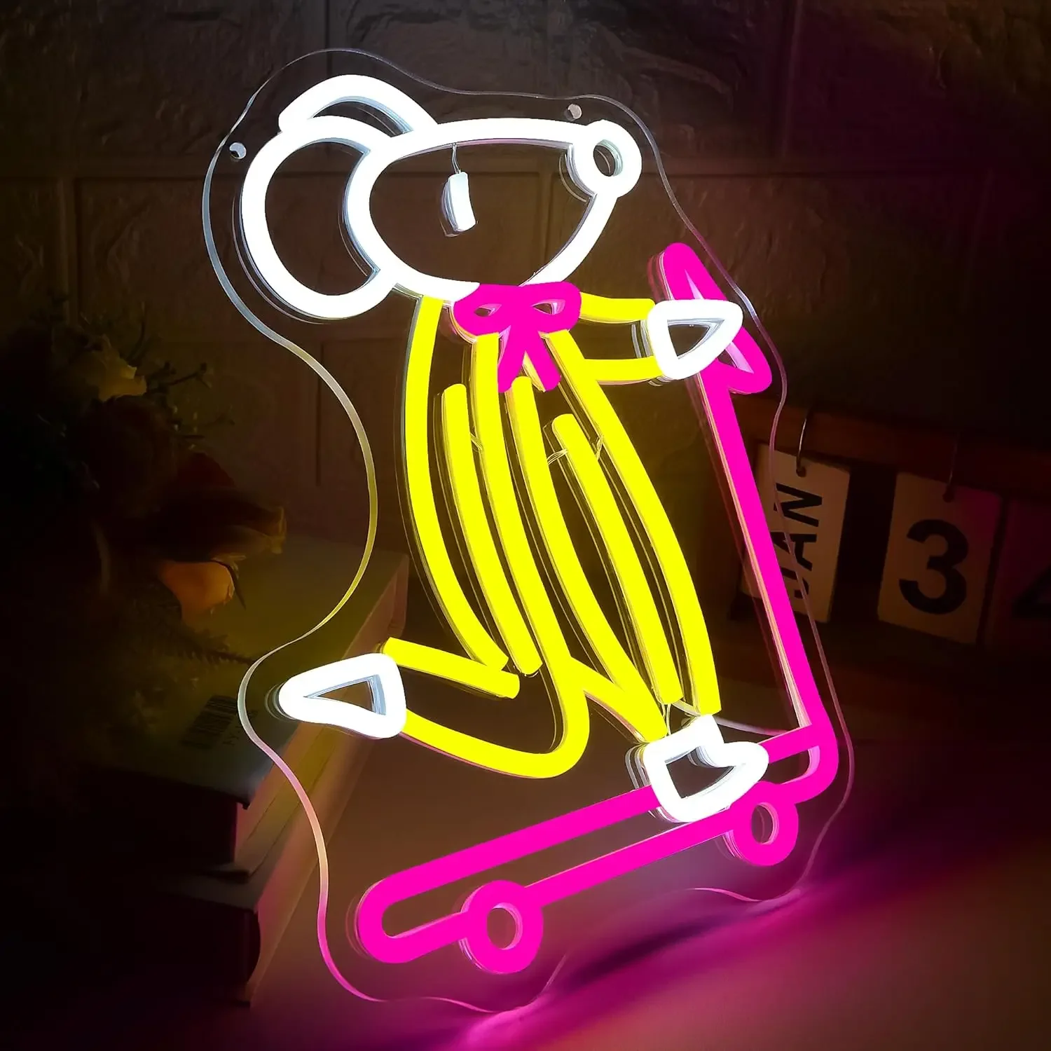 Skateboard Muis Neon Sign Interessante Cartoon LED Neon Light voor Man Cave Toy Store Slaapzaal Bar Club Shop Art Verjaardagscadeaus