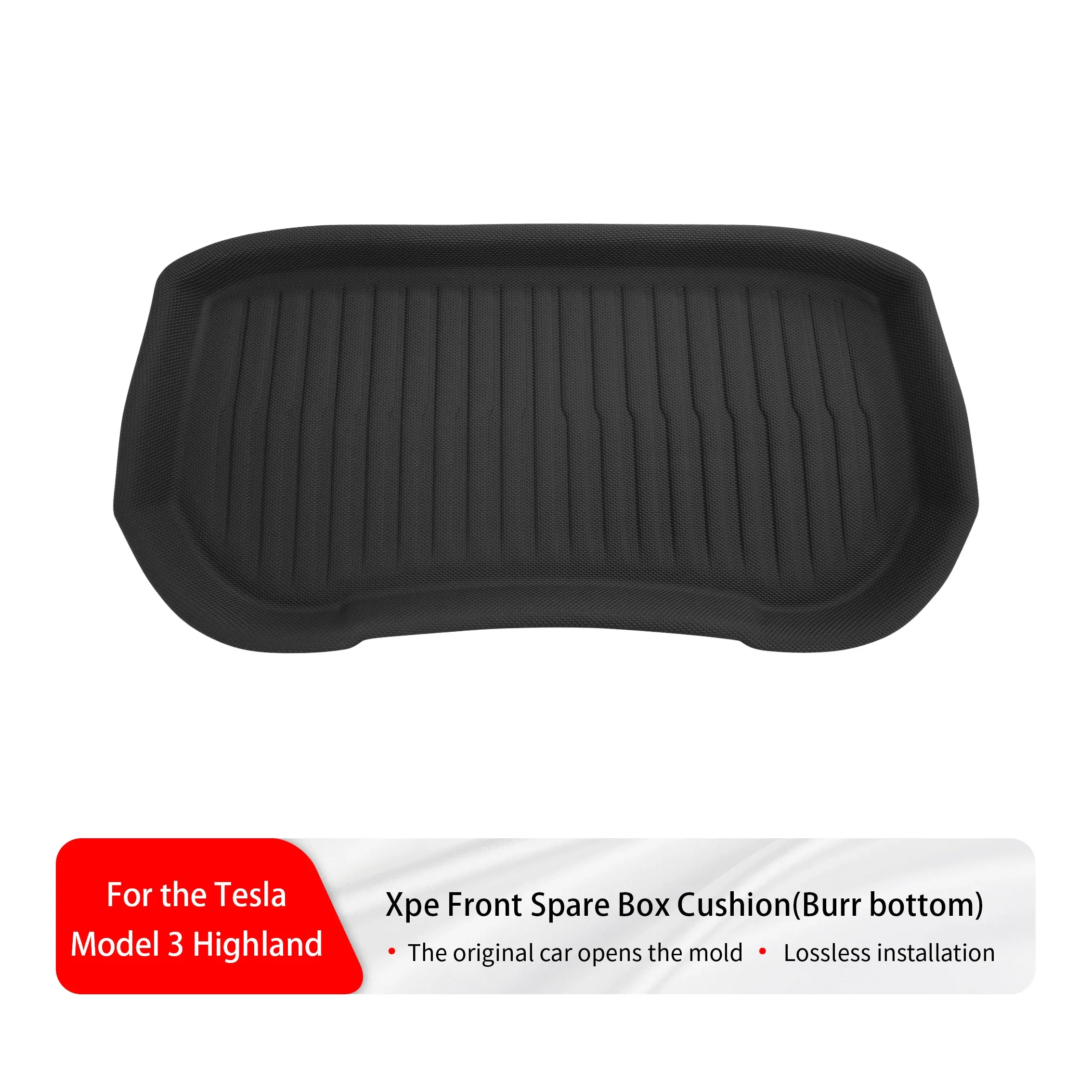 Fits 2024-2026 Tesla  Highland Model 3 front spare box pad XPE luggage compartment pad striped burr bottom anti slip design