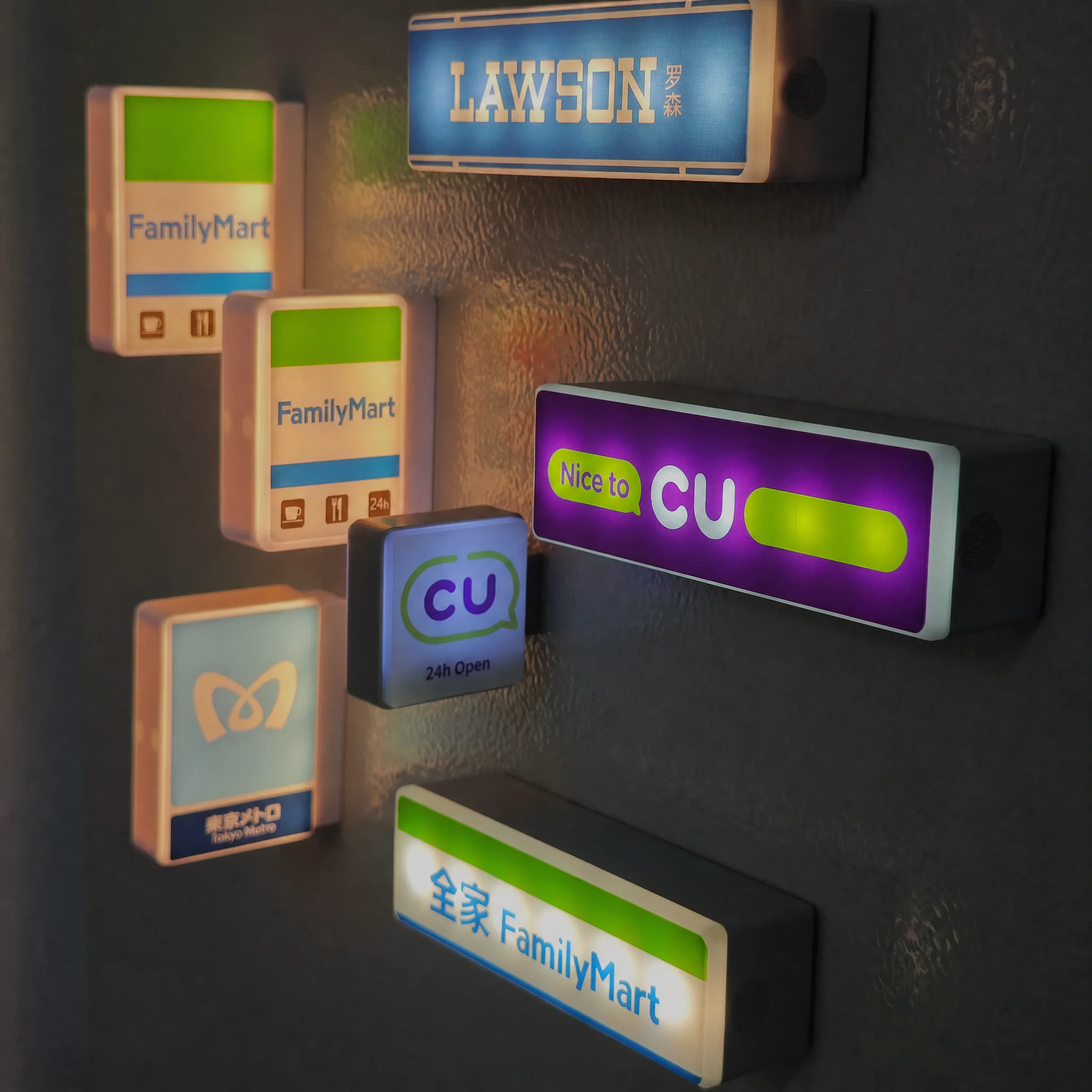 LED Rechargeable Mini Light Box Fridge Magnet Lawson FamilyMart CU Convenience Tokyo Metro Signage Home Decoration Gift