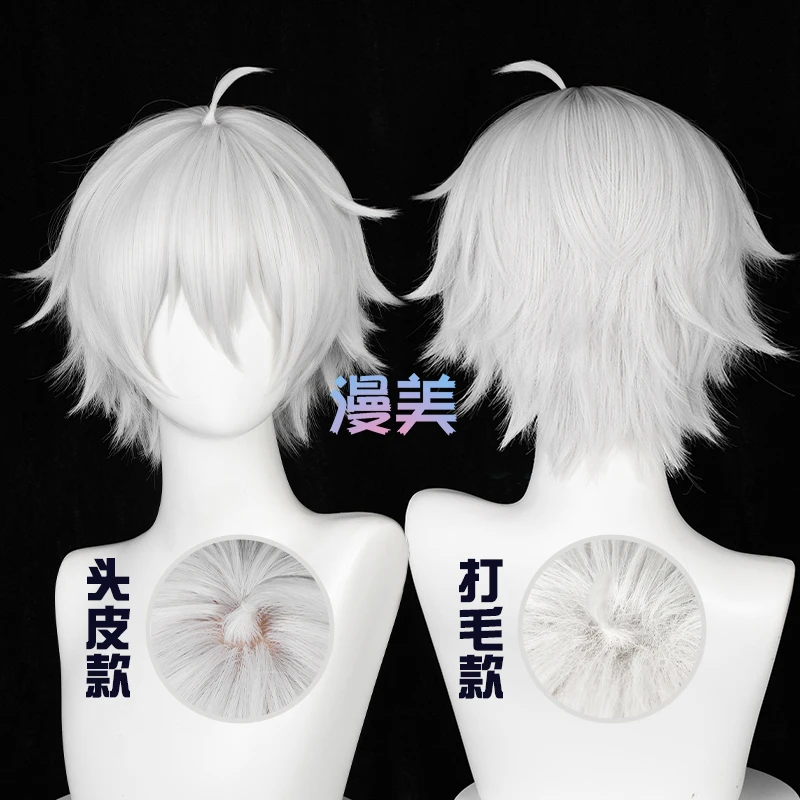 Seishiro Nagi Cosplay Wig 30cm Silver White Short Wigs Heat Resistant Synthetic Hair Women Men Halloween Role Play Anime Prop