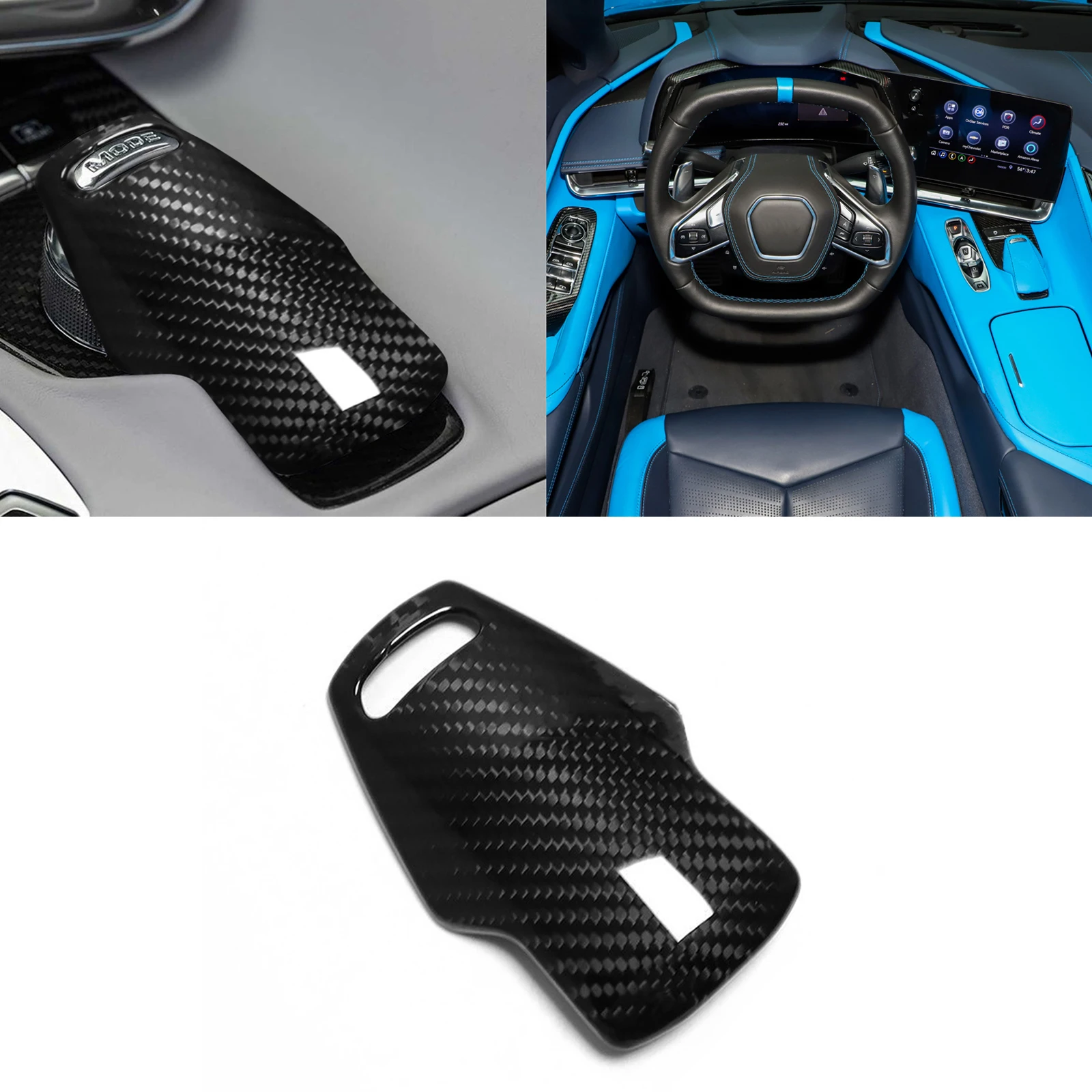 2020-2022 For Corvette C8 Carbon Fiber Gear Shift Knob Shifter Lever Decor Cover