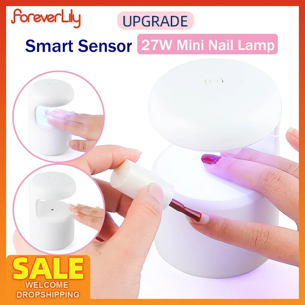 Smart Sensor Mini Nail Dryer 27W LED UV Lamp Fast Drying Gel Nail Polish Dryer Desktop UV LED Light Home Manicure Art Salon Tool