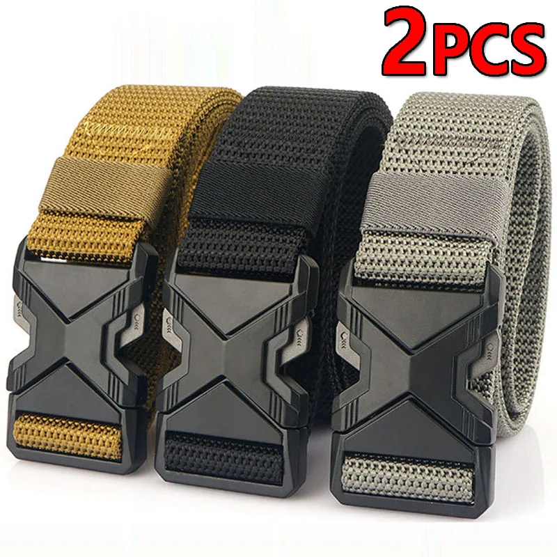 Men's Tactical Belt Nylon Braided Outdoor Training Military Belt Canva Casual Mountainee Trouser Pants Jeans Buckle Waist Belt